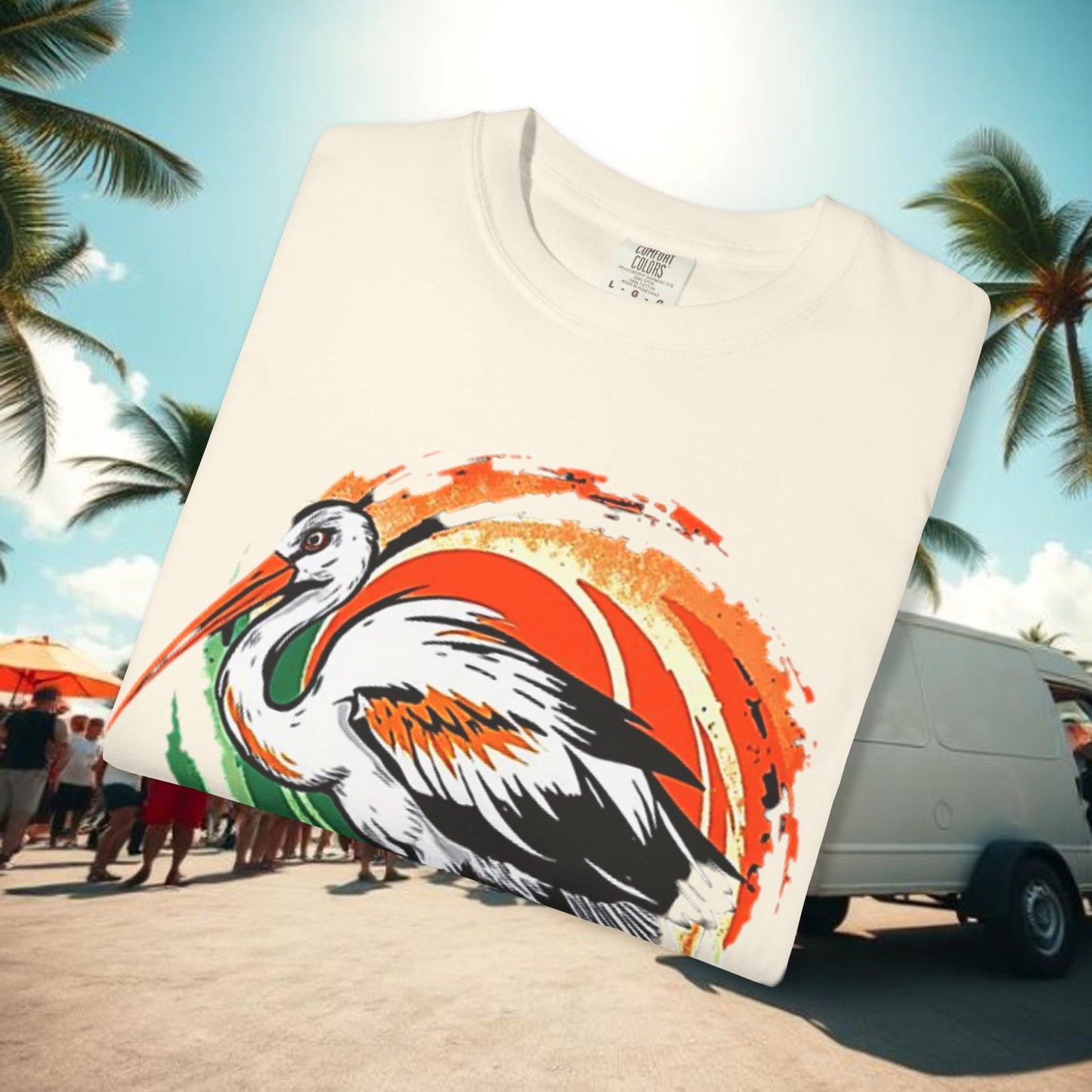 Ibis Artistic Graphic Design Tee, Unisex Garment-Dyed T-shirt, Perfect for Gameday or Beach, Sports Fan Shirt
