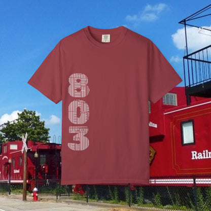 Rooster Graphic T-Shirt — Vertical '803' Design & Bold Red Rooster