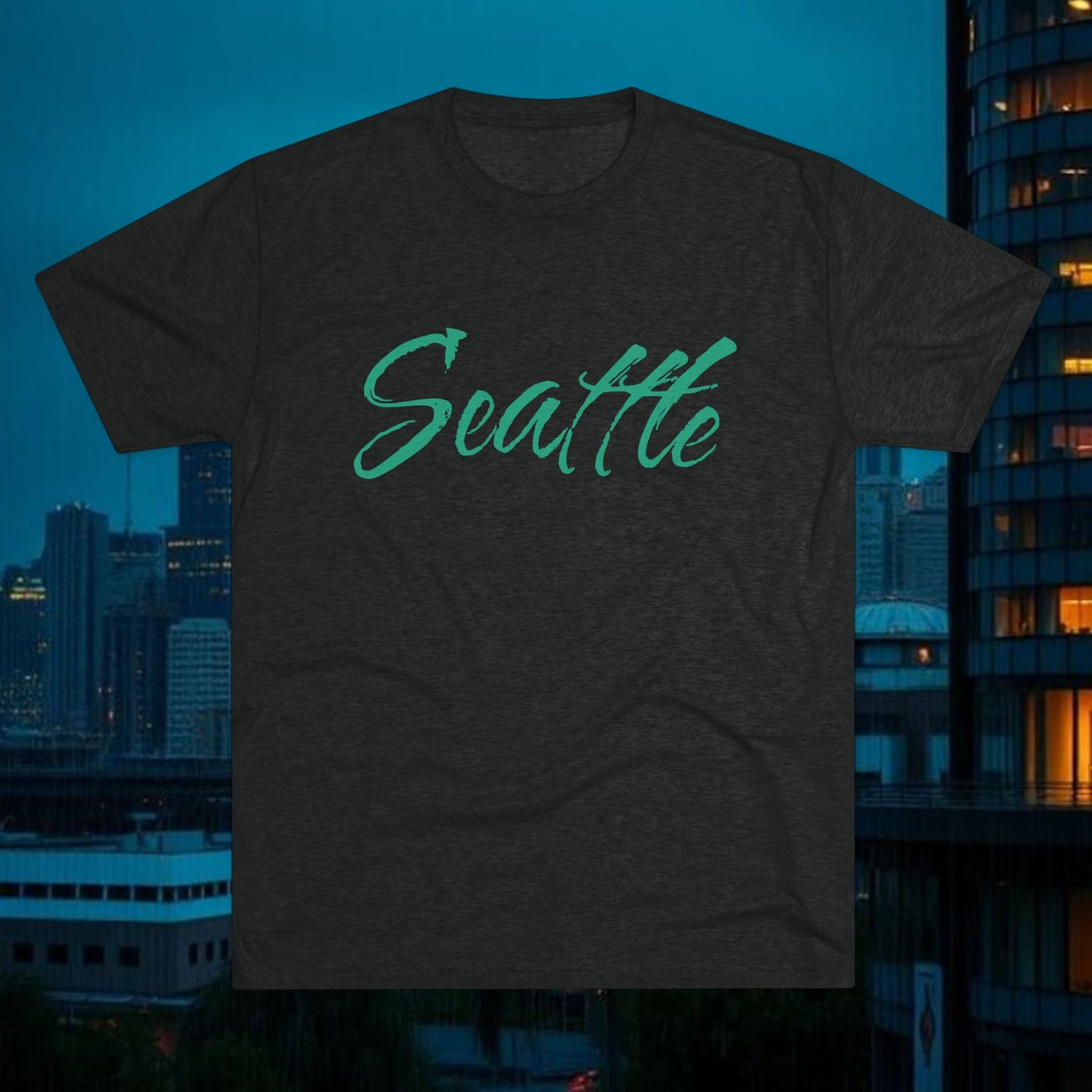 Seattle Script Tee — Casual City Souvenir T-Shirt, Perfect for Gameday, Tri-Blend Soft Material