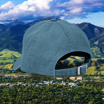 Montana Paw Print Denim Hat, Embroidered Hat, Casual Wear, Gift for Bobcat Fans, Outdoor Adventure Cap, Summer Accessories