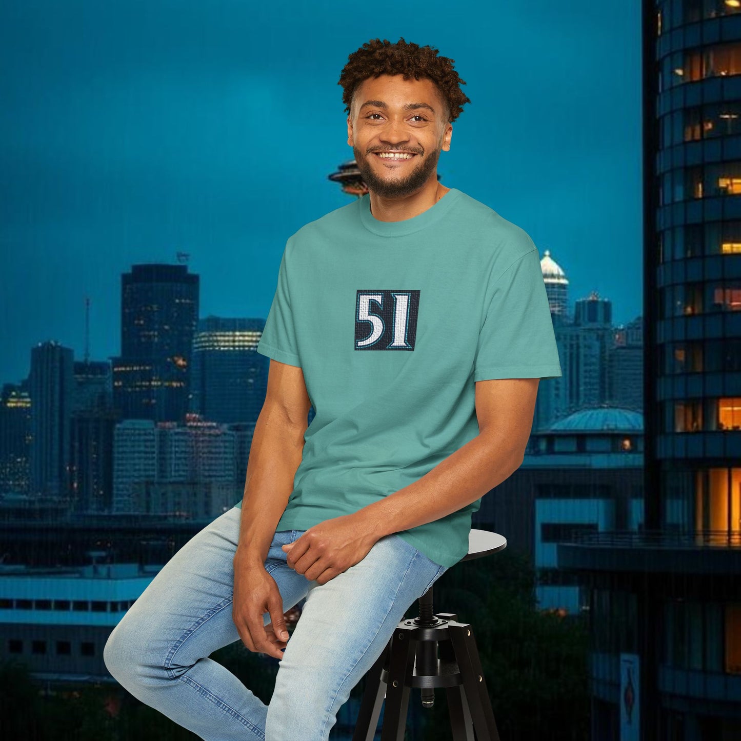 Legends #51 Retro Unisex Garment-Dyed T-shirt with Minimalist 51 Design, Casual Wear, Seattle Fans, Birthday, Everyday Comfort