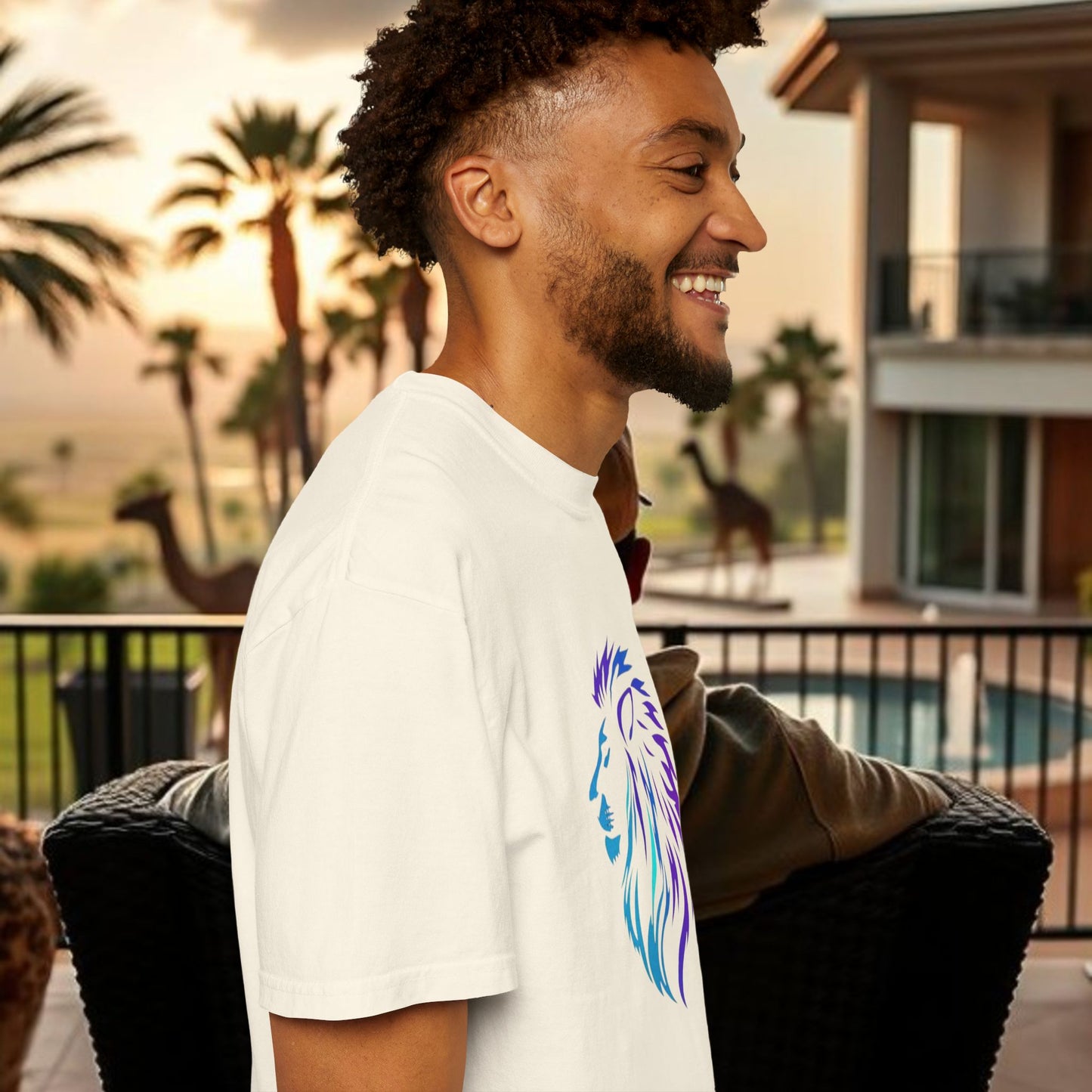 Majestic Lion T-Shirt, unique unisex garment-dyed t-shirt, perfect for casual outings or cozy relaxation at home