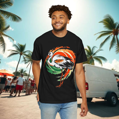 Ibis Artistic Graphic Design Tee, Unisex Garment-Dyed T-shirt, Perfect for Gameday or Beach, Sports Fan Shirt