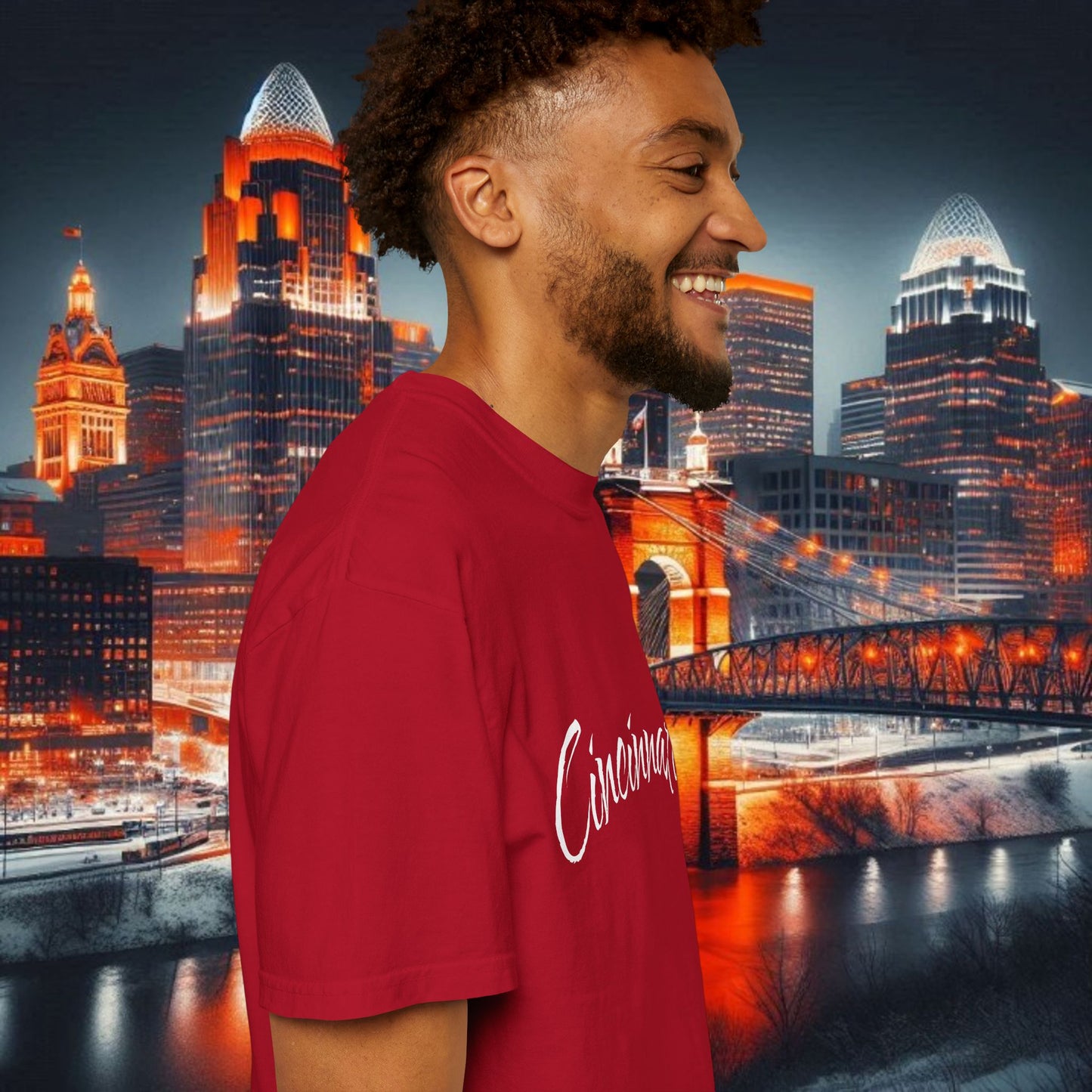 Cincinnati Script T-Shirt — Retro City Name Tee, Tri-Blend, Ultra Comfort, Perfect for Gameday