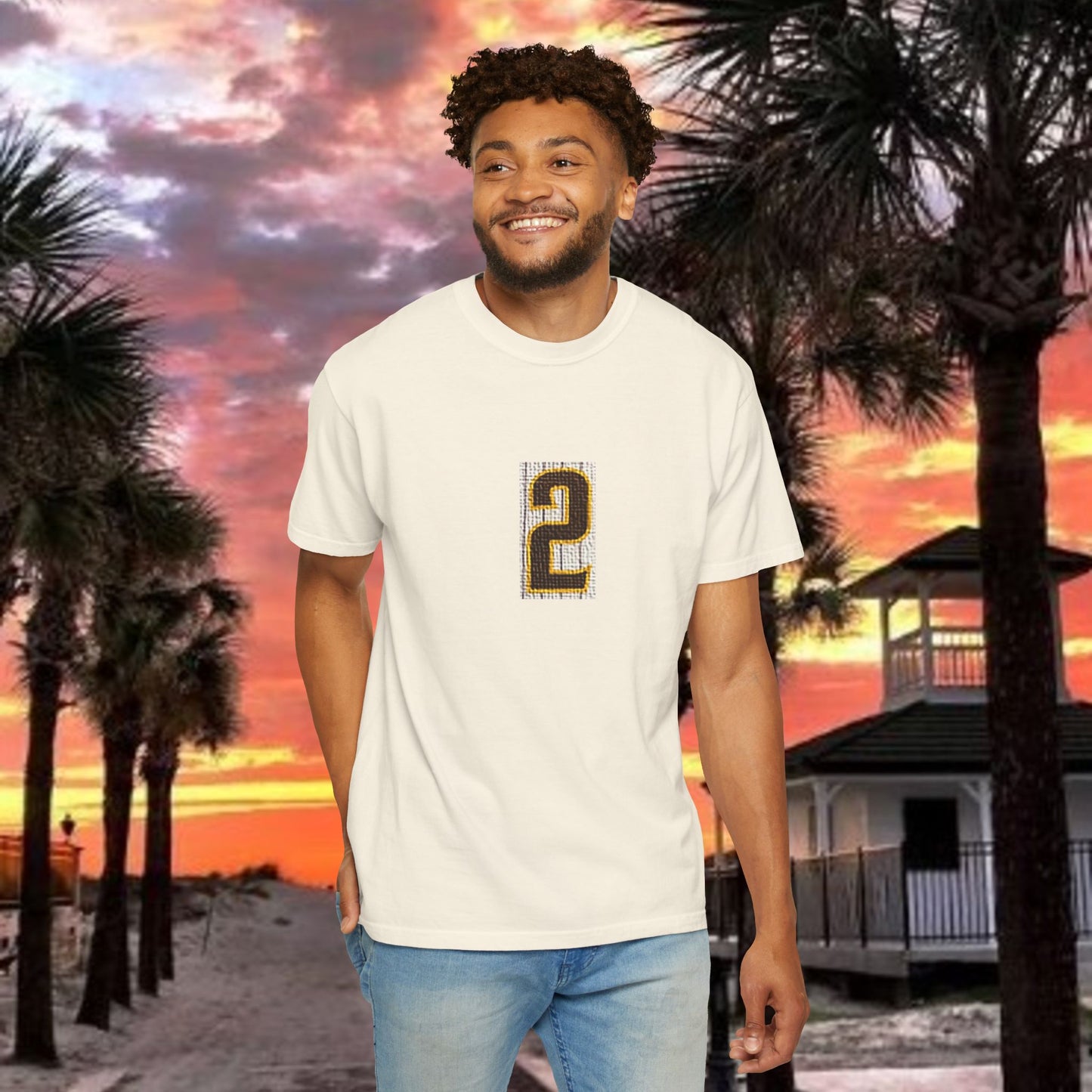 Number 2 Graphic T-Shirt — Bold Retro Patch Front & X Back Tee