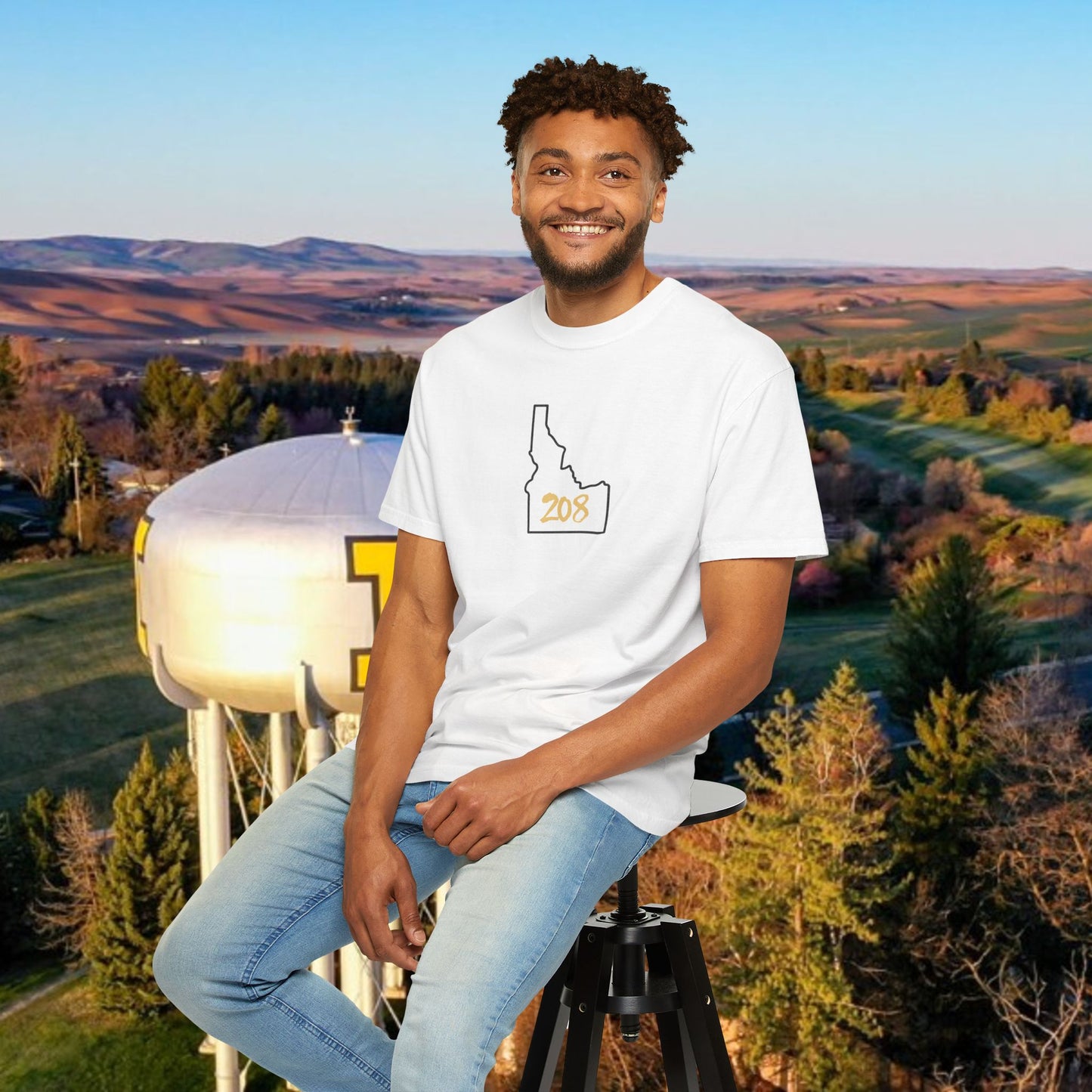 Idaho 208 Unisex Garment-Dyed T-Shirt, Casual Tees, State Pride Apparel, Gift for Idahoans, Gameday Fashion