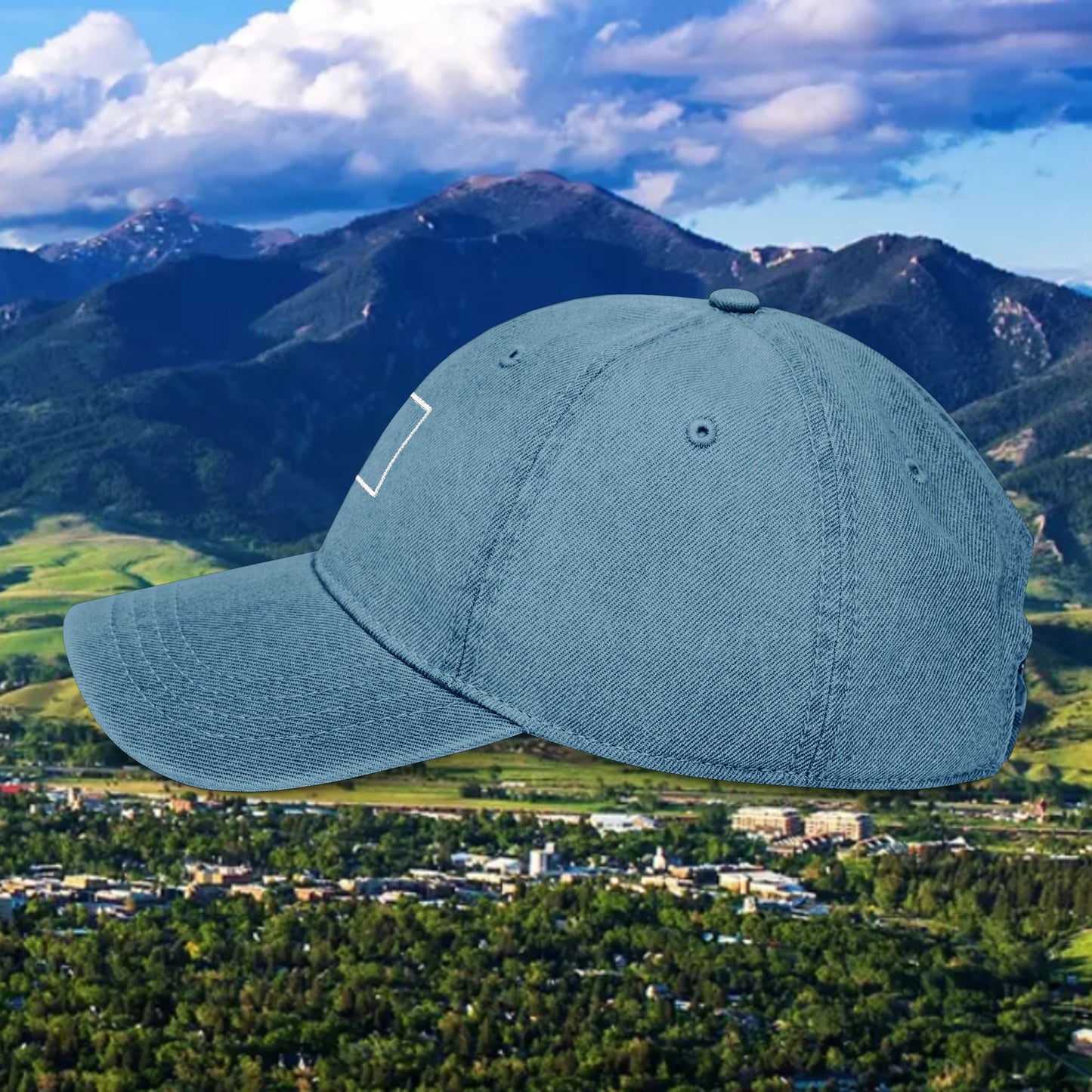 Montana Paw Print Denim Hat, Embroidered Hat, Casual Wear, Gift for Bobcat Fans, Outdoor Adventure Cap, Summer Accessories