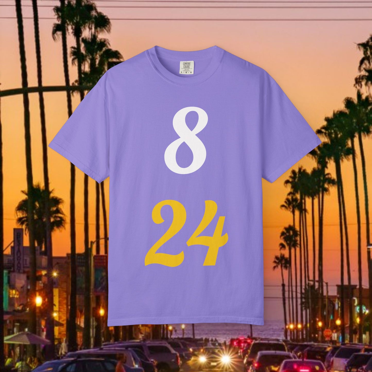 Legend Tribute Unisex Garment-Dyed T-Shirt with '8 & 24' and 'Bean' Text - Casual Wear, Gift for Friends