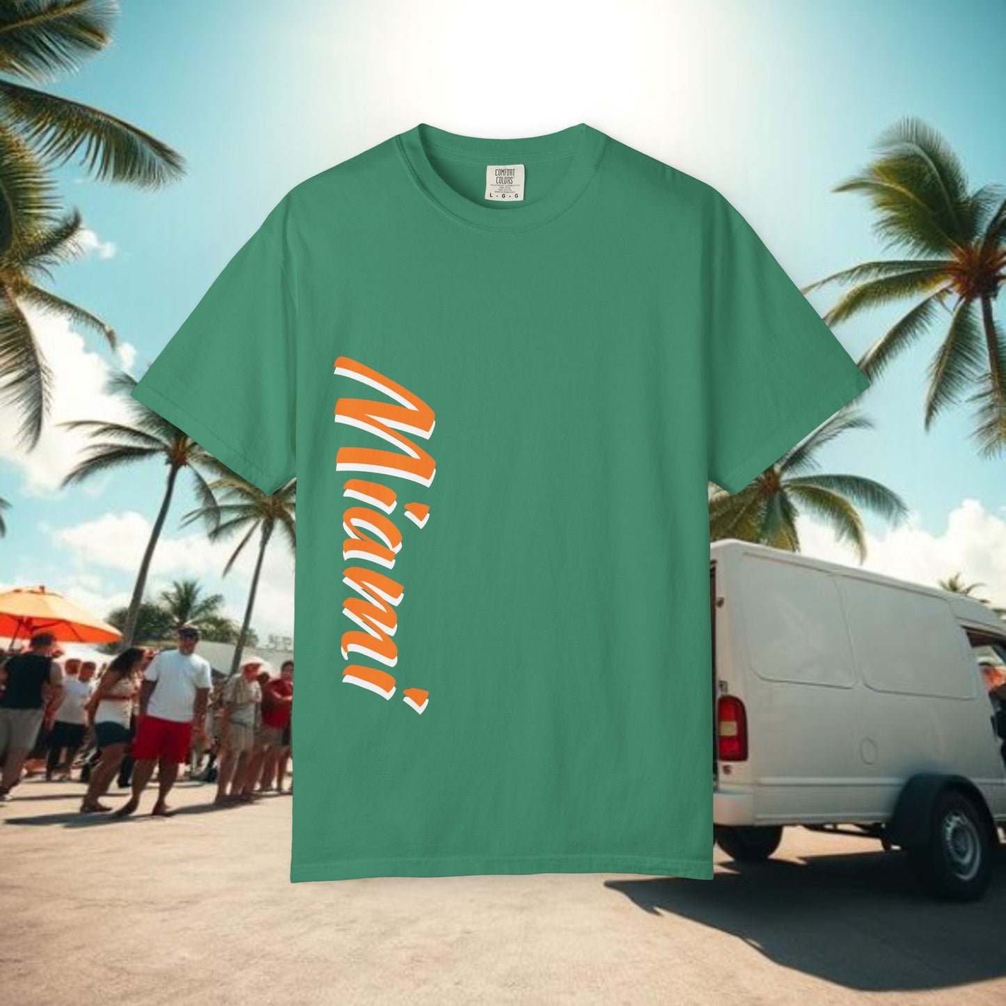 Miami Vibe Unisex Garment-Dyed T-shirt, Casual Wear, Summer Fashion, Nature Lovers, Beach Party, Gift Idea