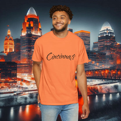 Cincinnati Script T-Shirt — Retro City Name Tee, Tri-Blend, Ultra Comfort, Perfect for Gameday