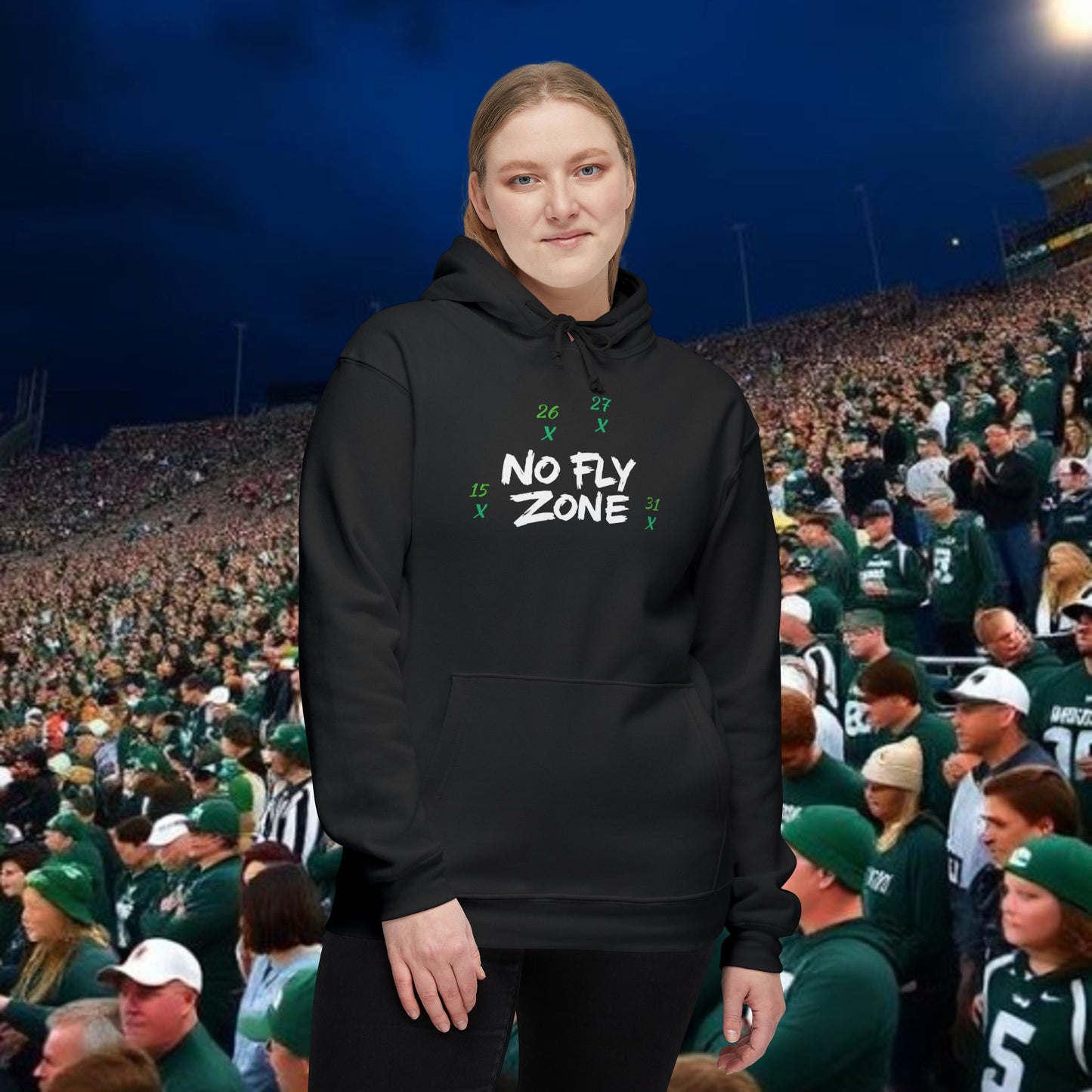 Unisex Hoodie, No Fly Zone Sweatshirt, College Apparel, Spartan Fan Gear, Gift for Him/Her, Made in USA