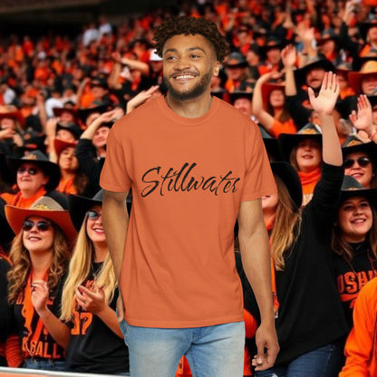 Stillwater Script T‑Shirt — Casual City Pride Tee, Soft-Style Shirt, Perfect for Gameday