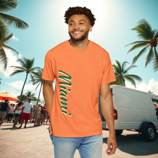 Miami Vibe Unisex Garment-Dyed T-shirt, Casual Wear, Summer Fashion, Nature Lovers, Beach Party, Gift Idea