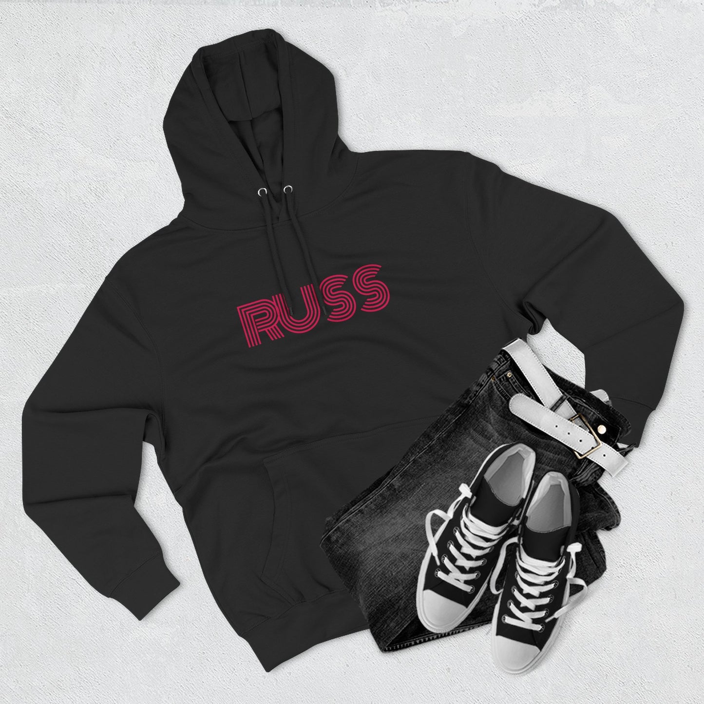 Russ Fleece Hoodie with RUSS Design, Perfect for Relaxation, Gifts, and Casual Outings, Urban Fashion, Rapper Hoodie