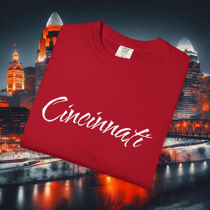 Cincinnati Script T-Shirt — Retro City Name Tee, Tri-Blend, Ultra Comfort, Perfect for Gameday