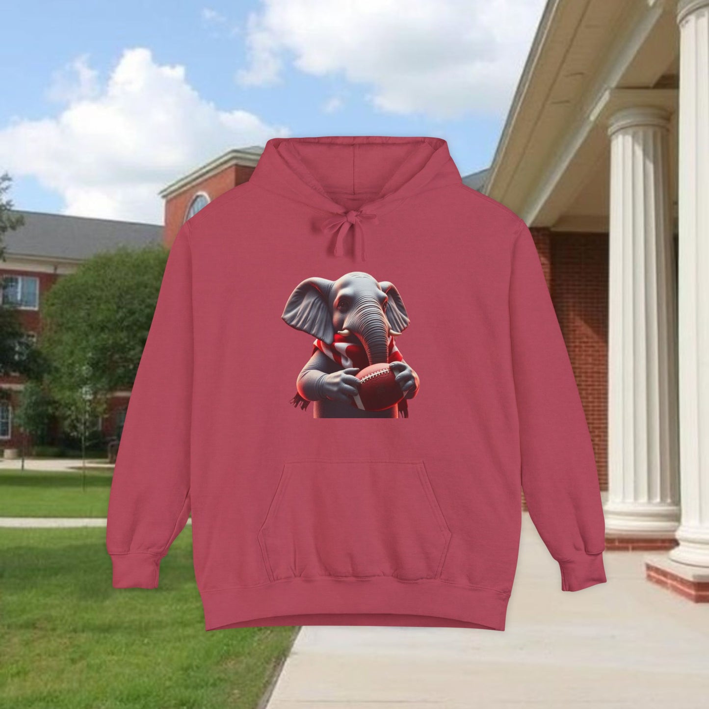 Elephant Graphic Hoodie for College Sports' Lovers, Cozy Unisex Sweatshirt, Unique Gift for Football Fans
