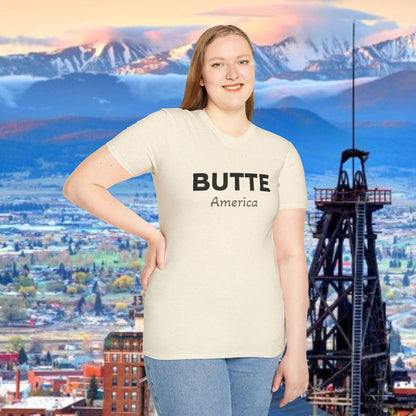 Butte, America Unisex Softstyle T-Shirt - Cozy Apparel for Locals, Travel Souvenir, Gift Idea, Casual Wear, Adventure Tee