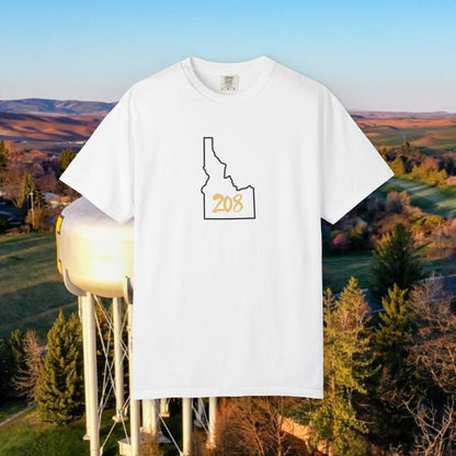Idaho 208 Unisex Garment-Dyed T-Shirt, Casual Tees, State Pride Apparel, Gift for Idahoans, Gameday Fashion