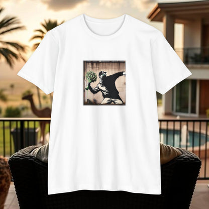 Wing Man Banksy Inspired Streetwear T-Shirt - Unisex Graphic Tee, Casual Wear, Unique Gift, Everyday Style, Urban Vibe, Festival Outfit