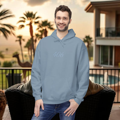 Montana Love Hoodie, MT Design, Cozy Stylish Unisex Fleece, 406 Front Back Print, Gift for Outdoorsy, Mountain Lover, Christmas, Birthday