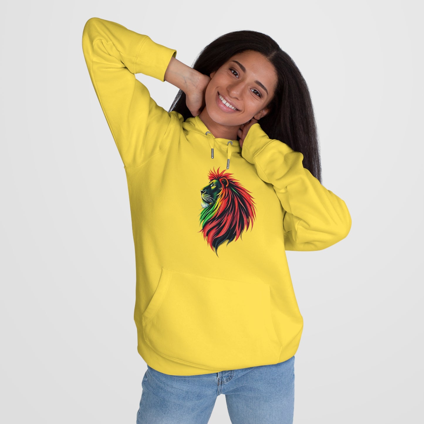 Vibrant Lion King Hoodie, Warm and stylish with Artistic and Vibrant Lion Graphic.