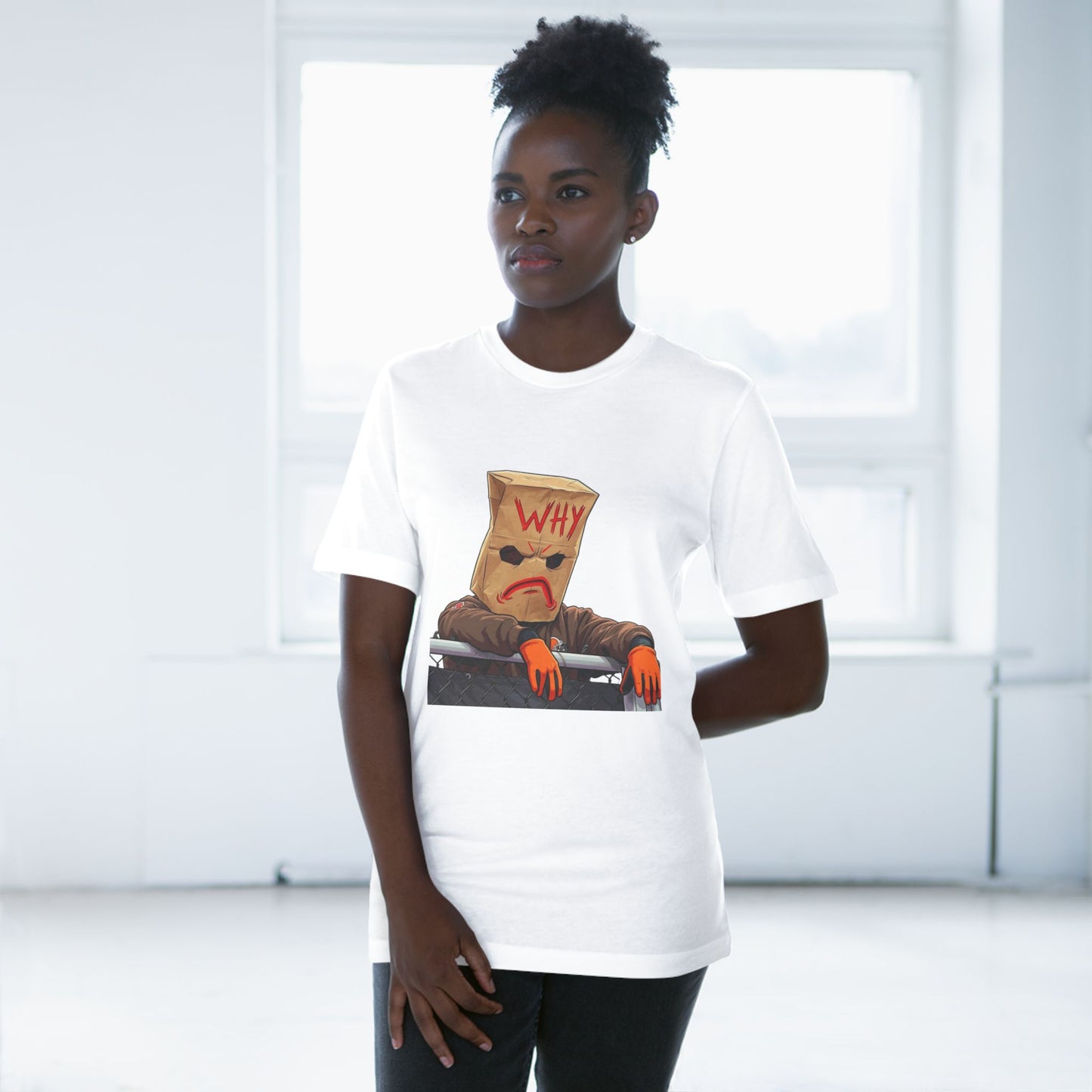 Why Bag Head T-Shirt — Funny Sad Paper Bag Face Tee