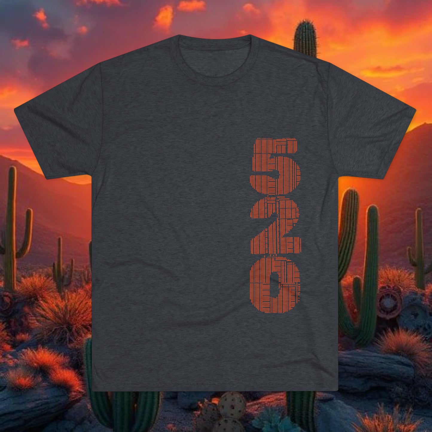 Wildcat Silhouette Graphic Tee — Vertical “520” Desert Crew Shirt, Tri-Blend