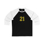 Legends Baseball Tee — Retro Yellow '21' Number Raglan Shirt