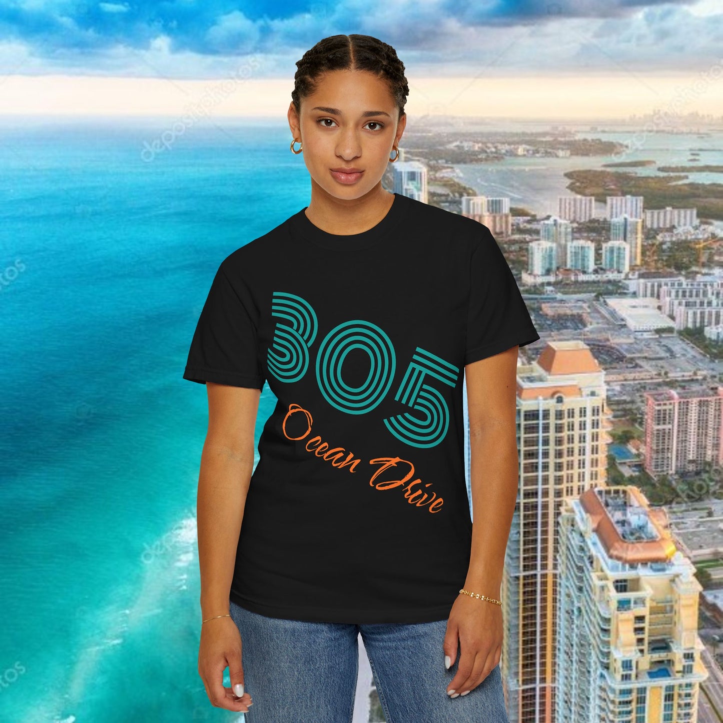 305 Ocean Drive T-Shirt — Miami Beach Garment-Dyed Tee