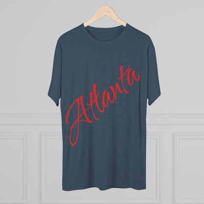 Atlanta Script Tee — Red Diagonal City Name T-Shirt, Tri-Blend Super Soft Style T-Shirt, Perfect for Gameday or a Night Out