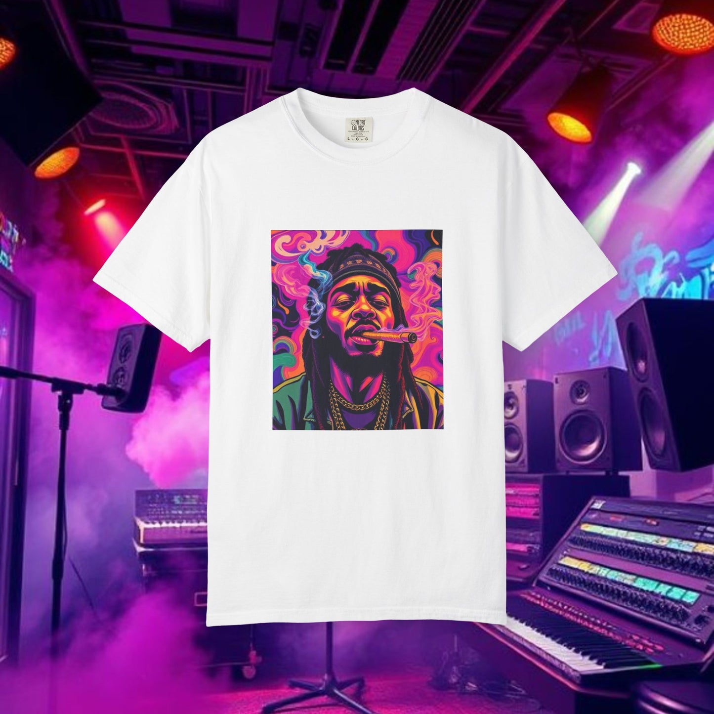 Vibrant Unisex Graphic Tee, Funky Smoke Art Shirt, Casual Streetwear, Gift for Music Lovers, Trendy Summer Top, Unique Festival Wear