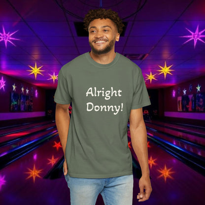 Vintage Garment-Dyed T‑Shirt — Minimal Retro Bowling Vibe, Lebowski Reference, Alright Donny