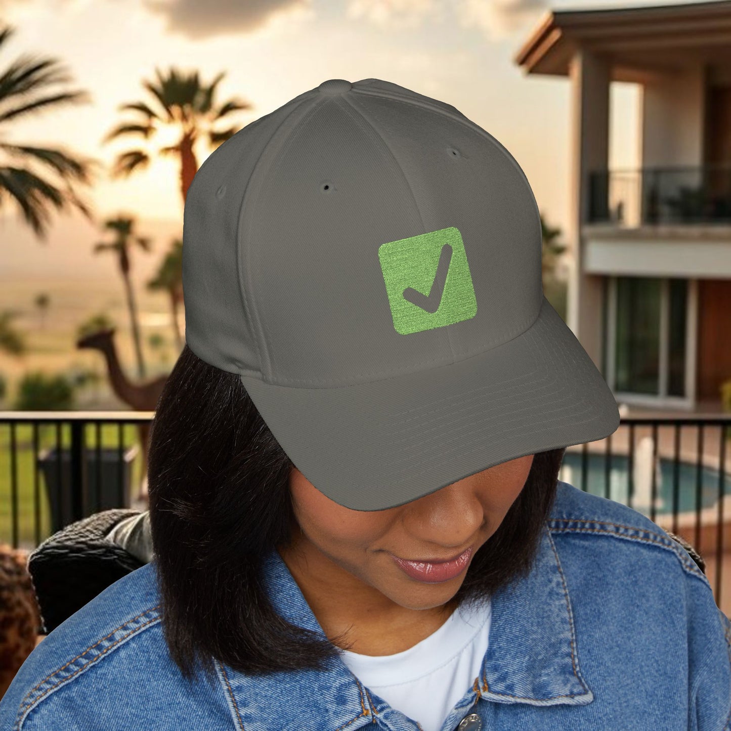 Cash it! Wing Man Designs, Closed-Back Structured Cap (Embroidery), Check Mark Hat