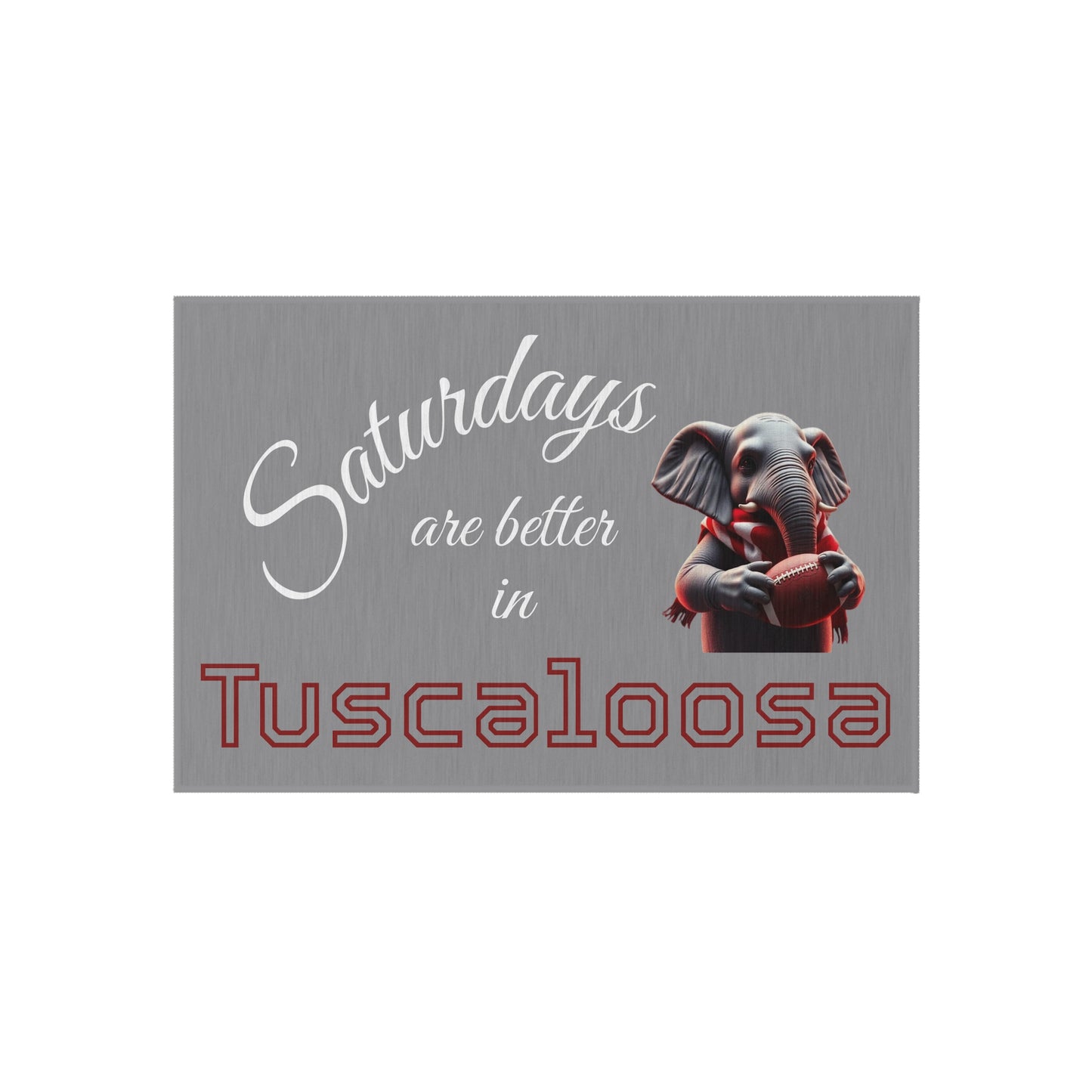 Tuscaloosa Saturdays Outdoor Rug — College Football Porch Mat with Elephant Design