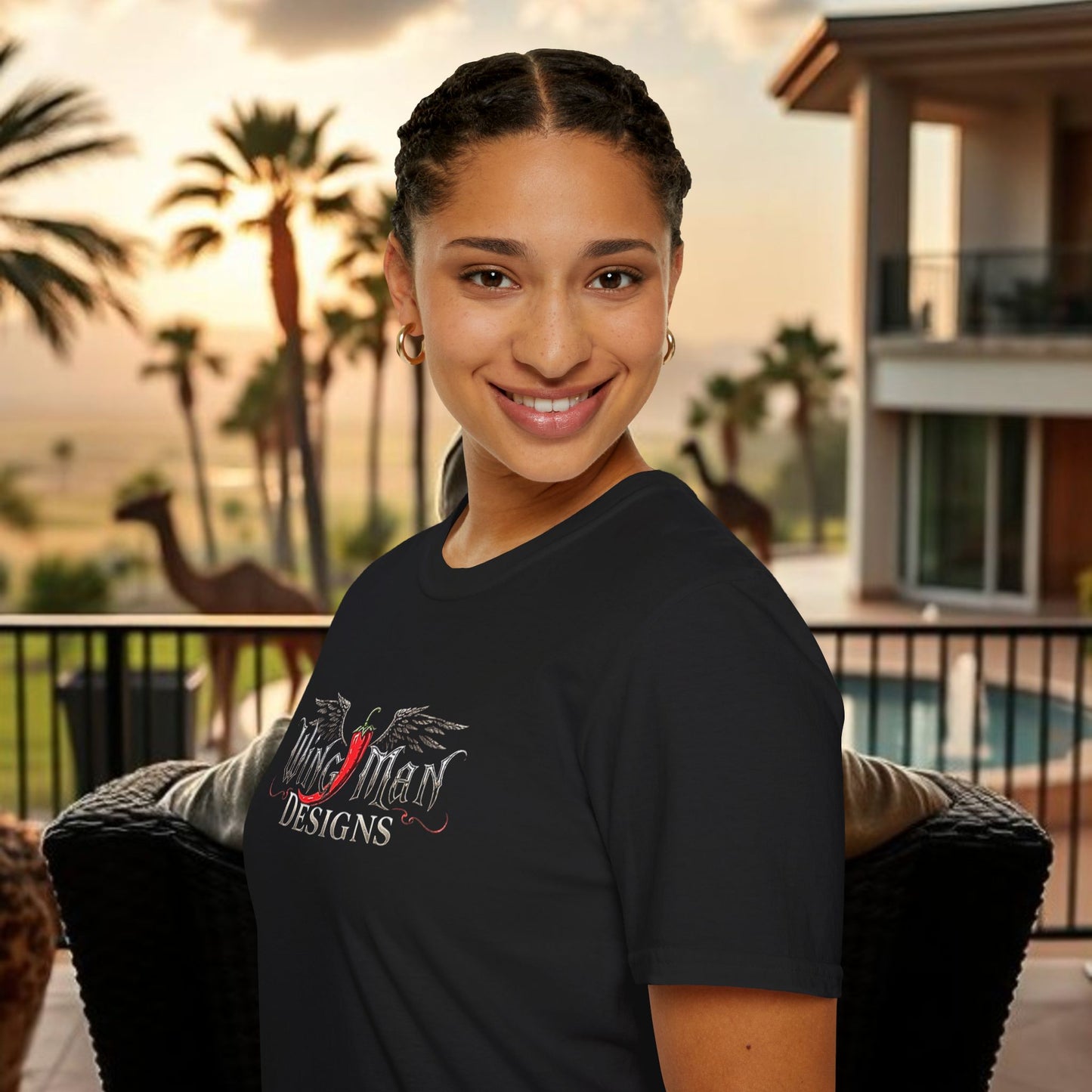 Wing Man Designs Unisex Softstyle T-Shirt, Cool Graphic Tee, Gift for Him/Her, Casual Everyday Wear, Perfect for Celebrations