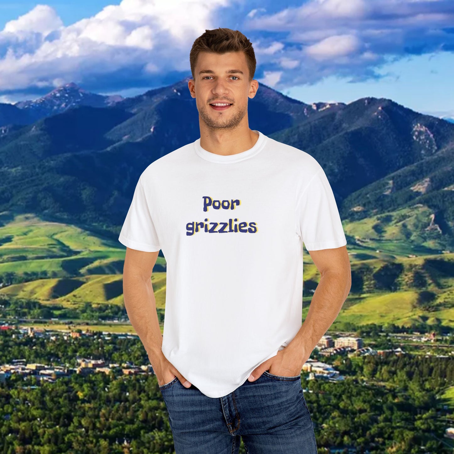 Poor grizzlies Garment-Dyed T-Shirt - Soft Casual Wear, Eco-Friendly Gift, Game Day Gear, Comfortable Tee