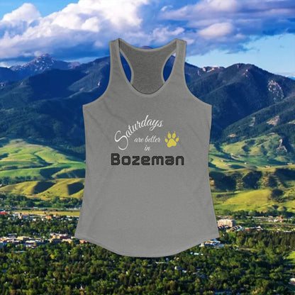 Bozeman Saturdays Racerback Tank, Women's Workout Top, Casual Summer Top, Gift for College Students