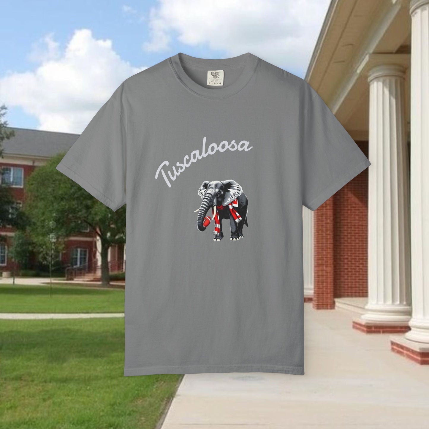 Tuscaloosa Elephant T-Shirt — University Pride Vintage Campus Tee, Soft-Style, Perfect T-Shirt for Gameday and the Tailgate