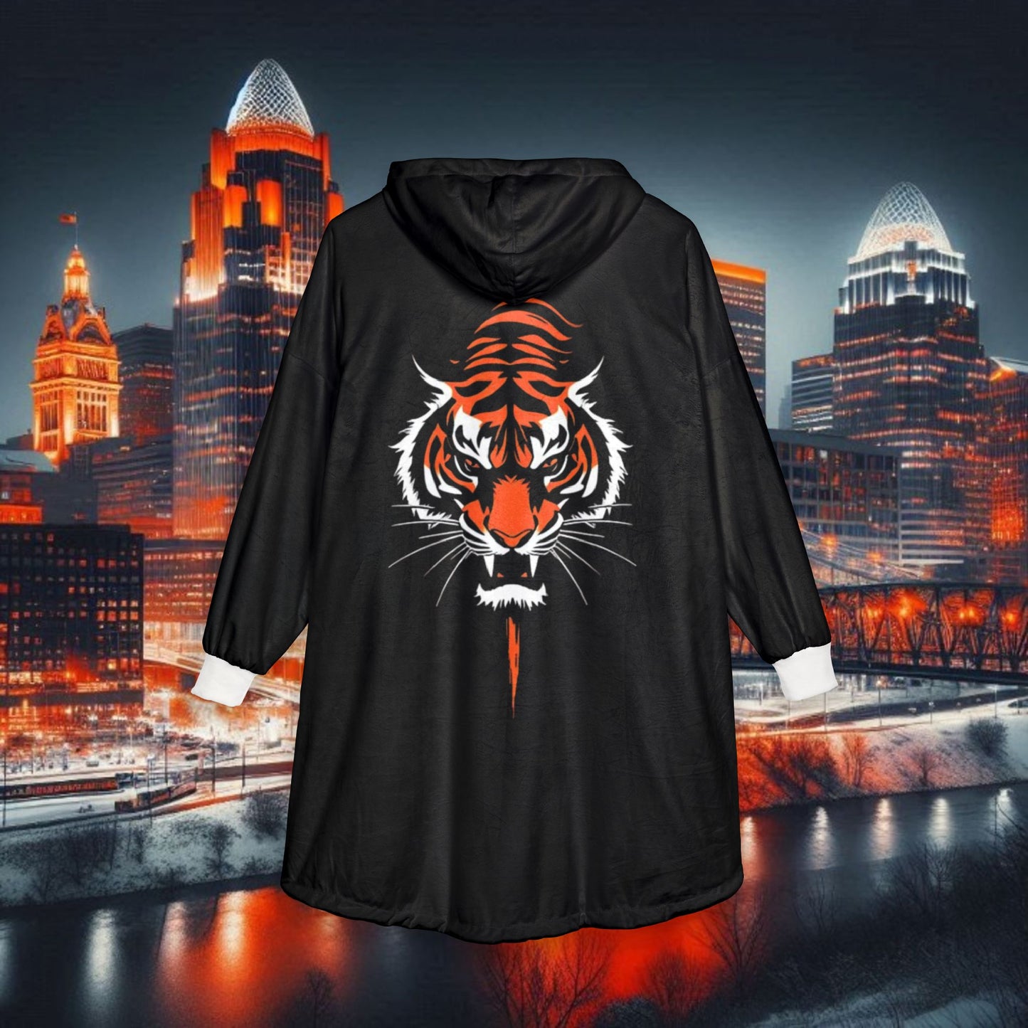 Number 9 Hooded Blanket – Cozy Sports Fan Pullover, with Fierce Tiger on Back