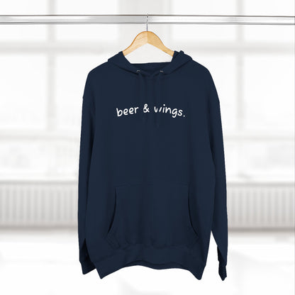 Beer and Wings Fleece Hoodie | Cozy Sweatshirt for Foodies, Gift for Beer Lovers, Casual Wear, Unisex Pullover