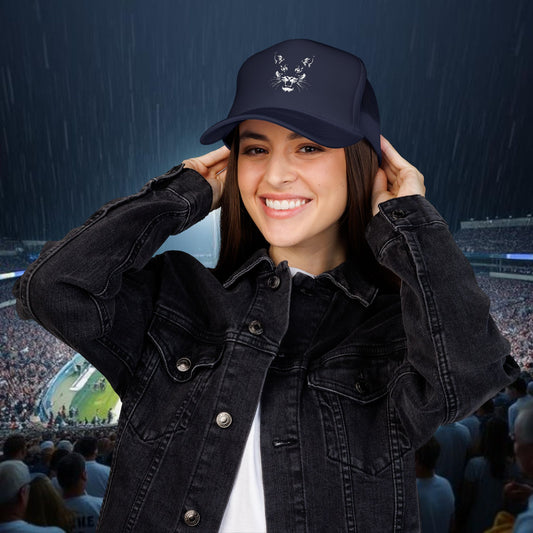 Fierce Foam Trucker Hat - Embroidered Cat Emblem, Casual Cap, Outdoor Hat, Gift for Sports Lovers, Trendy Headwear