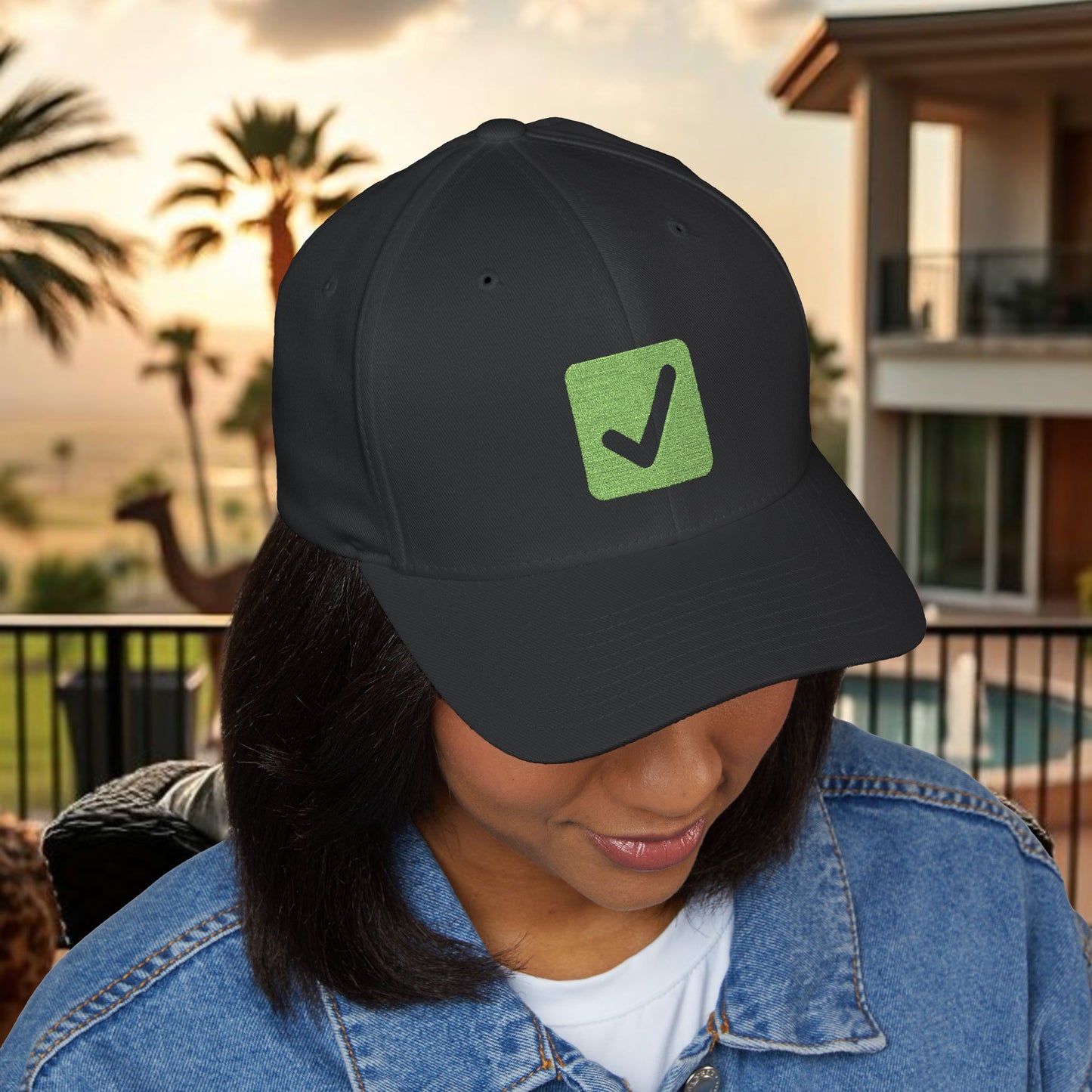 Cash it! Wing Man Designs, Closed-Back Structured Cap (Embroidery), Check Mark Hat