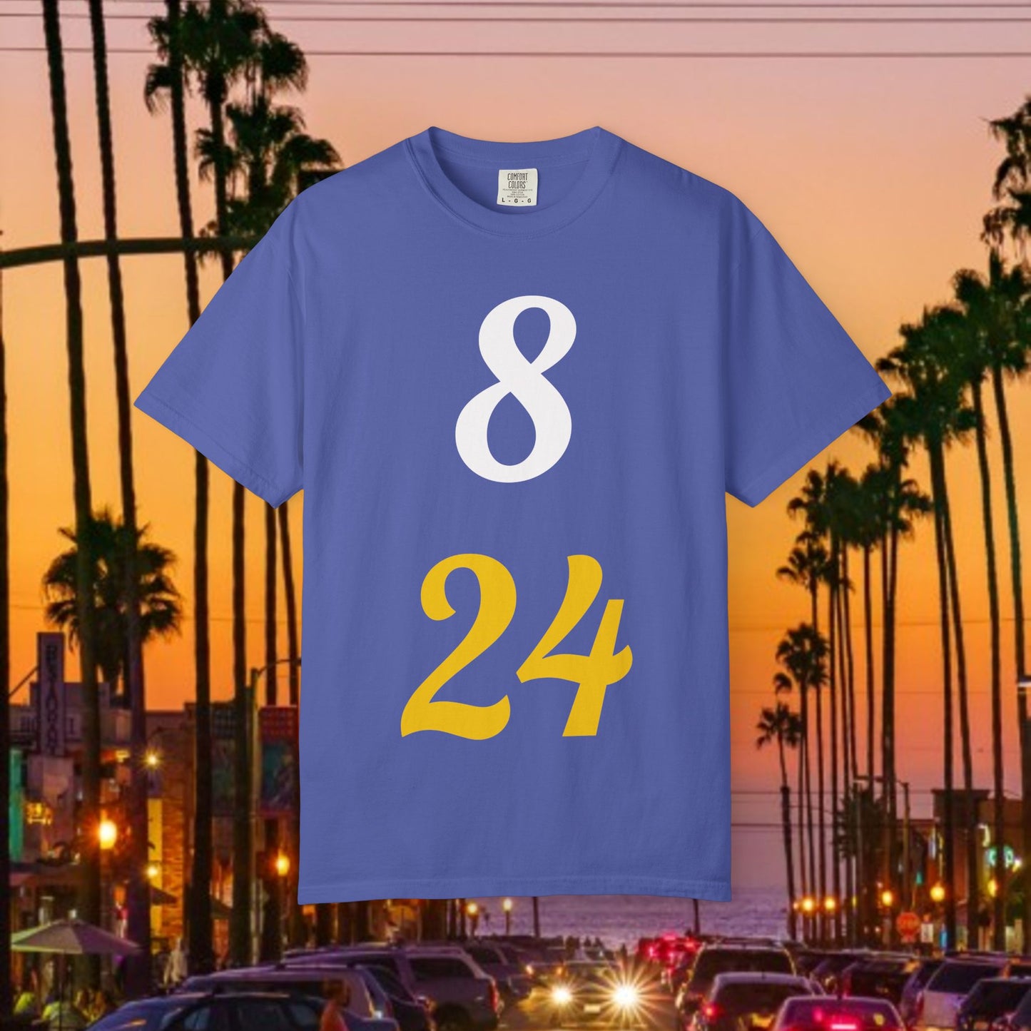 Legend Tribute Unisex Garment-Dyed T-Shirt with '8 & 24' and 'Bean' Text - Casual Wear, Gift for Friends