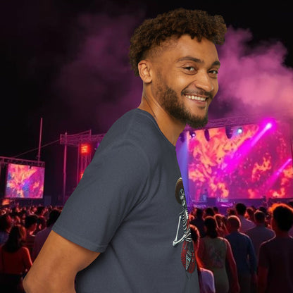 Skeleton Guitarist T-Shirt, Music Festival Shirt, Halloween Costume Tee, Vintage Rock Band Top, Unisex Graphic T-Shirt