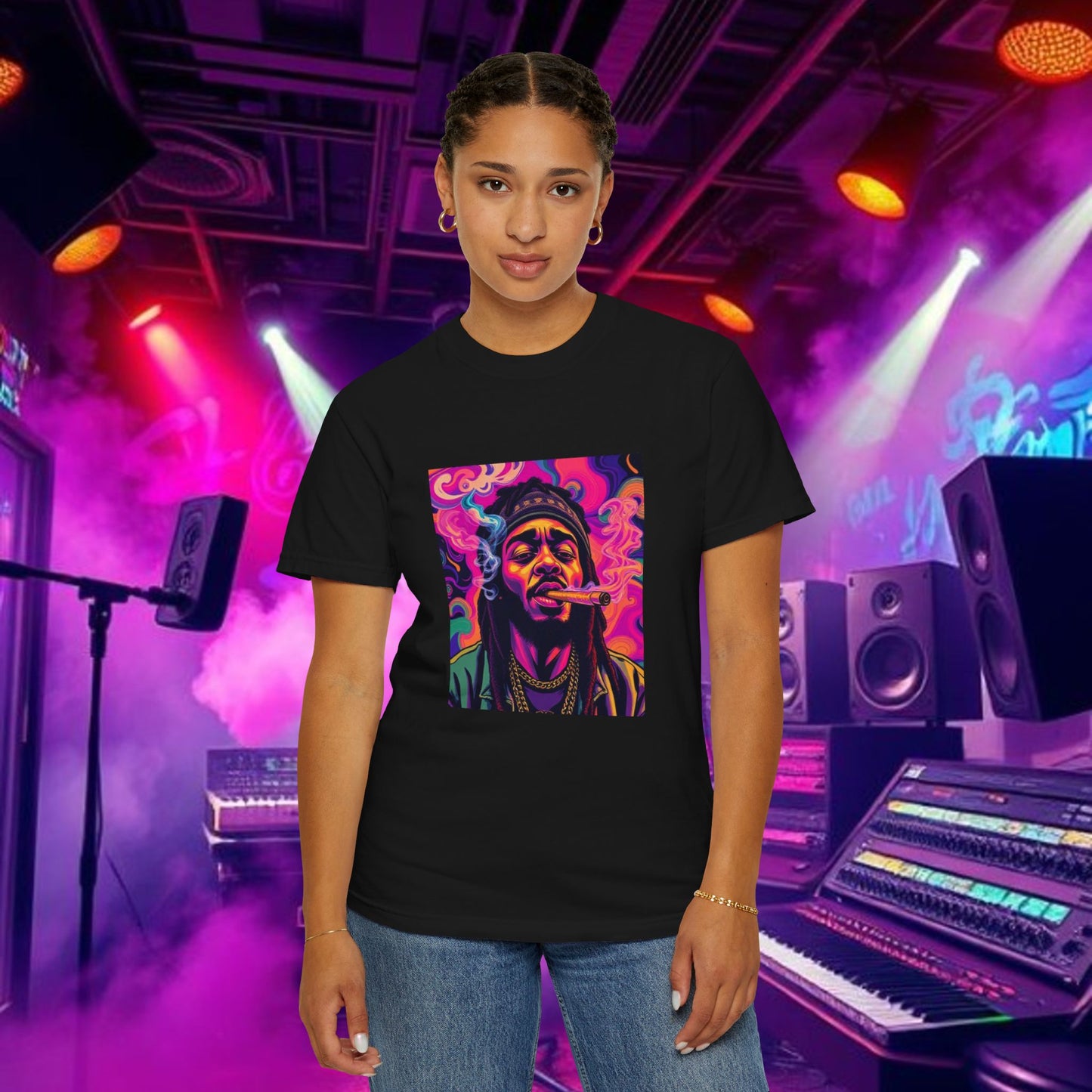 Vibrant Unisex Graphic Tee, Funky Smoke Art Shirt, Casual Streetwear, Gift for Music Lovers, Trendy Summer Top, Unique Festival Wear