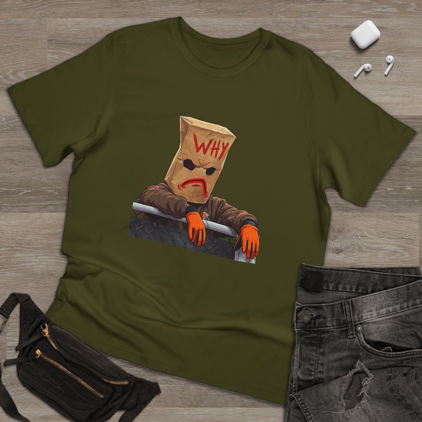 Why Bag Head T-Shirt — Funny Sad Paper Bag Face Tee