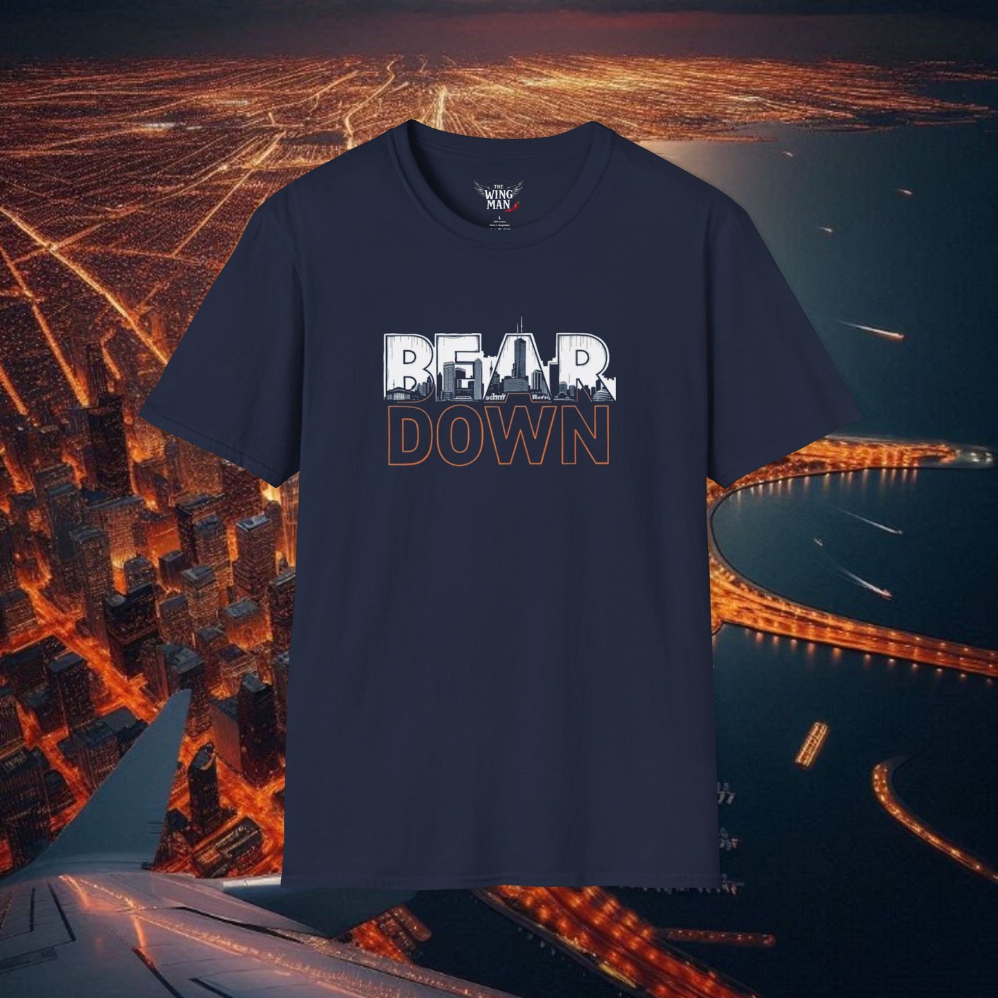 Bear Down Unisex Softstyle T-Shirt, Casual Graphic Tee, Gift for Bears Fans, Sporty Apparel, Everyday Comfort Shirt