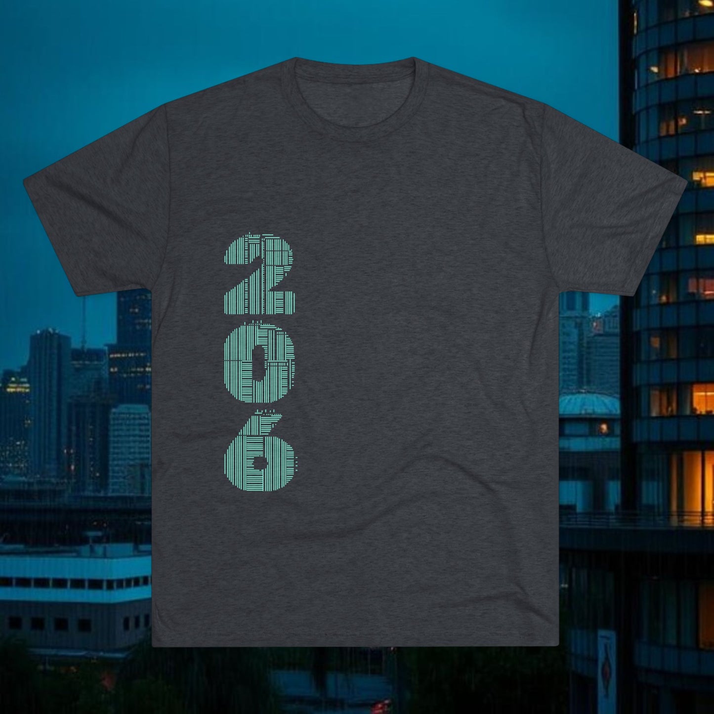 Seattle Space Needle Vertical 206 Tee — City Skyline Graphic T‑Shirt
