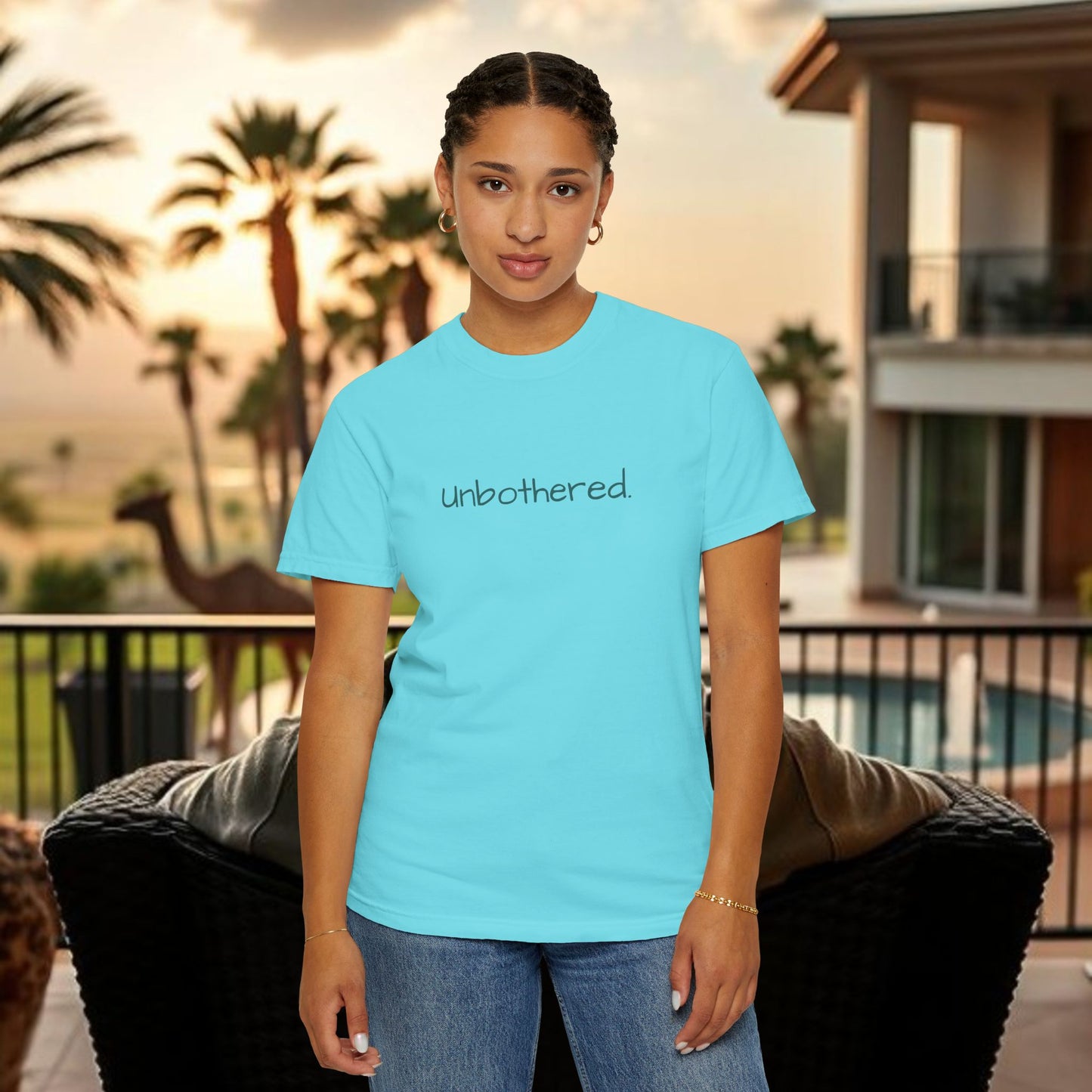 Unbothered Garment-Dyed T-Shirt, Relaxed Fit Tee, Casual Everyday Wear, Gift for Friends, Relaxation Apparel, Trendy Summer Top