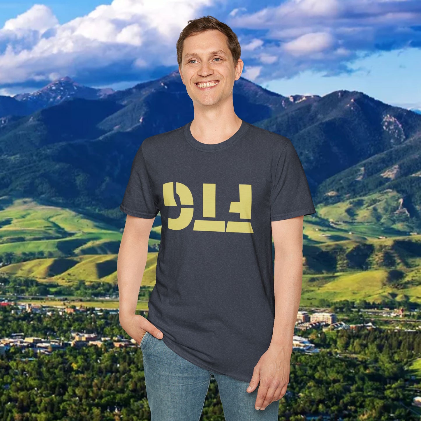 Upside Down FTG Unisex Softstyle T-Shirt - Trendy Fashion Tee, Everyday Comfort, Gift for Bobcat Fans, Gameday Wear, Relaxed Style